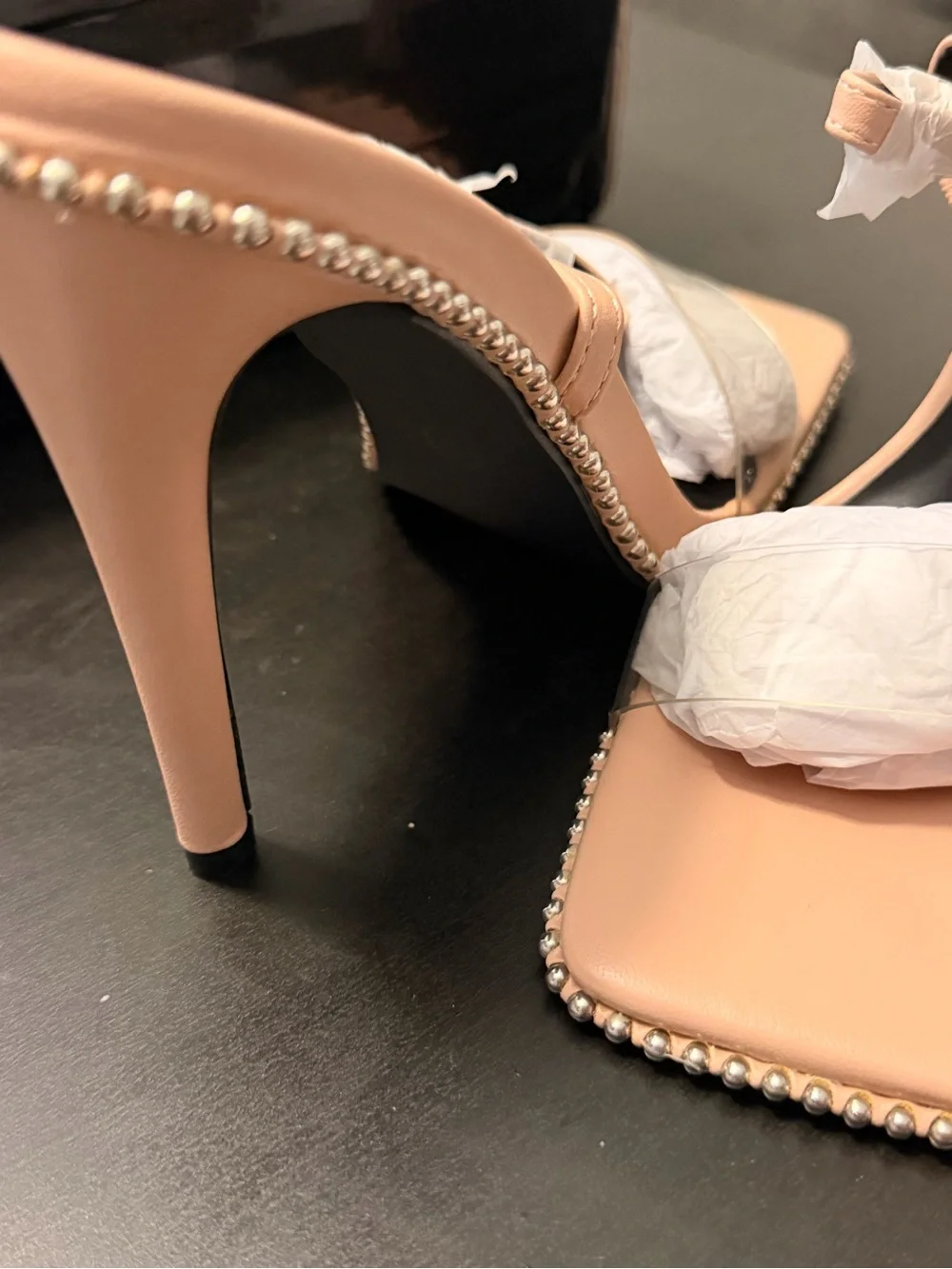 PrettyLittleThing Nude Blush Crystal-Embellished Stiletto Sandals
